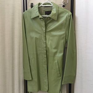 Spring pearl greenLeather coat By B T Limited light button down with belt spring